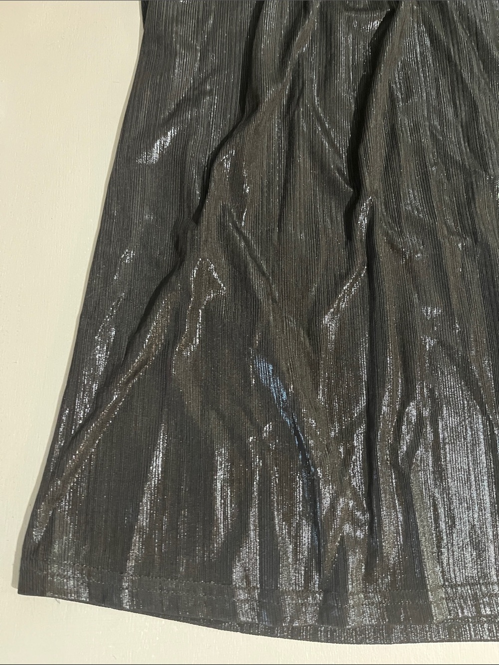 High-Neck Shimmer Sleeveless Top- Black - Picture 4 of 15
